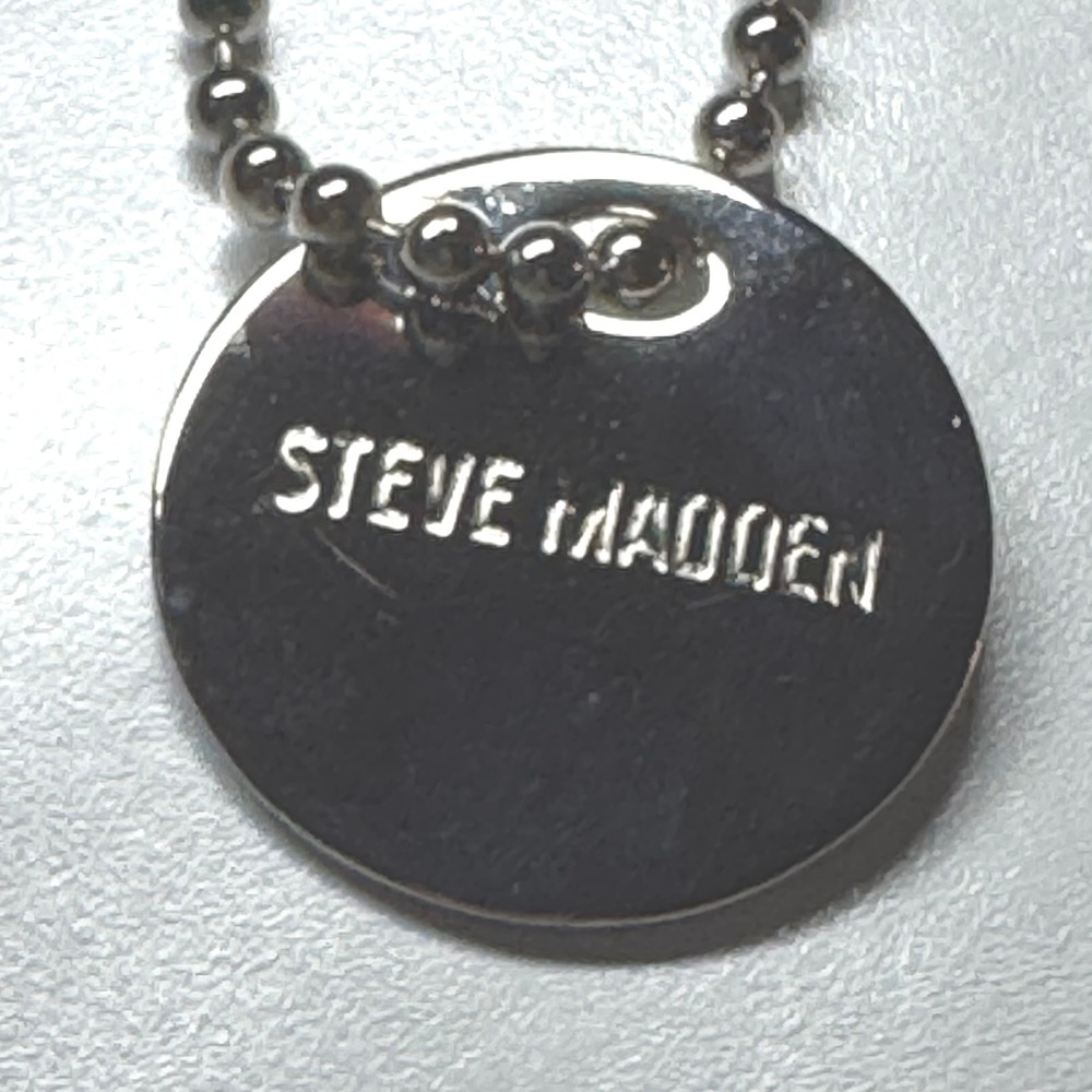 Steve Madden Silver Tone Round Medallion Ball‎ Chain Necklace
